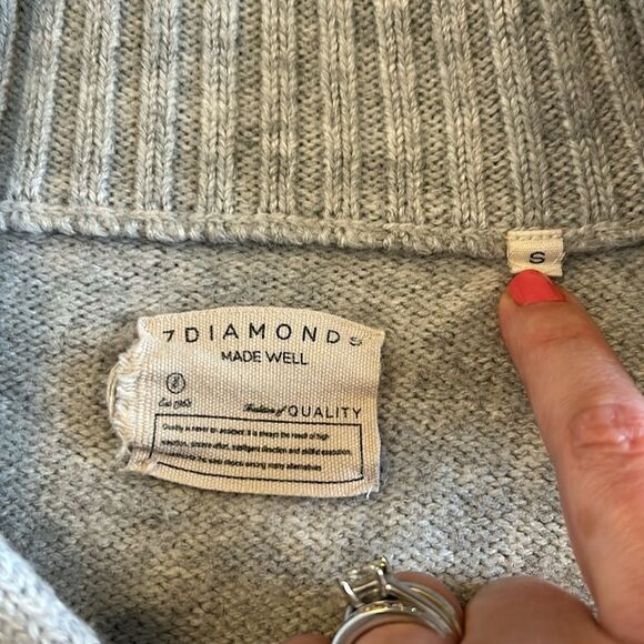 EUC 7 DIAMONDS GRAY KNIT COLLARED CARDIGAN INSANE QUALITY MENS SIZE SMALL - Picture 6 of 9